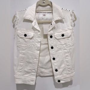 NWT AG Adriano Goldschmied x Cher Coulter White Denim Jodi Sleevelss Vest XS